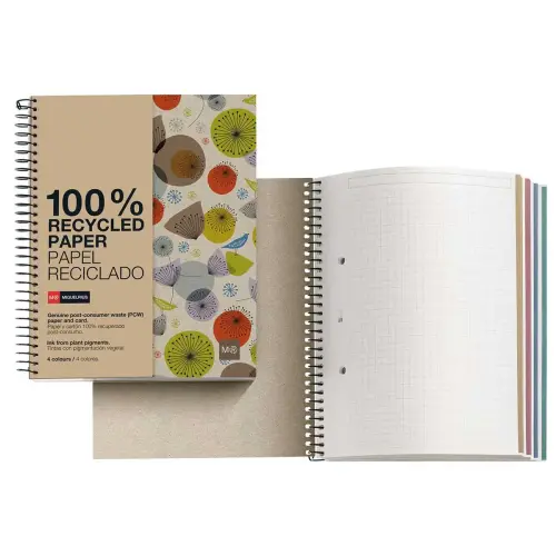 Notebook Eco Design Recycl&eacute; A5 Lign&eacute; 7mm 120feuil. 4coul. Birds photo du produit