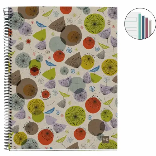 Notebook Eco Design Recycl&eacute; A5 Lign&eacute; 7mm 120feuil. 4coul. Birds photo du produit