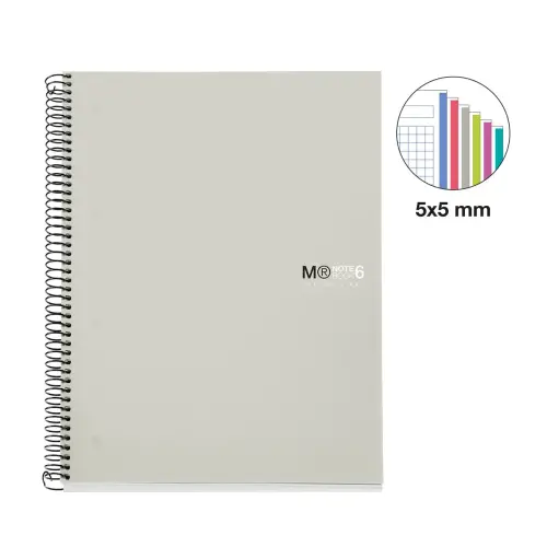 Notebook The Original Souple A5 Quadri. 5x5mm 150feuil. 6coul. Gris photo du produit