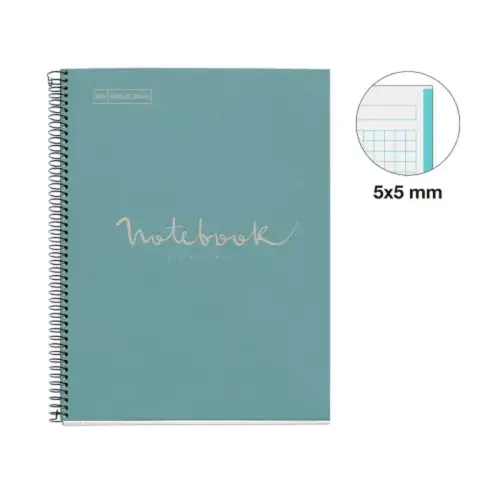 Notebook Eco Emotions Recyclé A4 Quadri. 5x5mm 80feuil. Bleu photo du produit