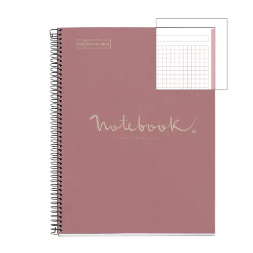 Notebook Eco Emotions Recyclé A4 Quadrillé 5 x 5 mm 80 feuilles Rose - Miquel Rius photo du produit
