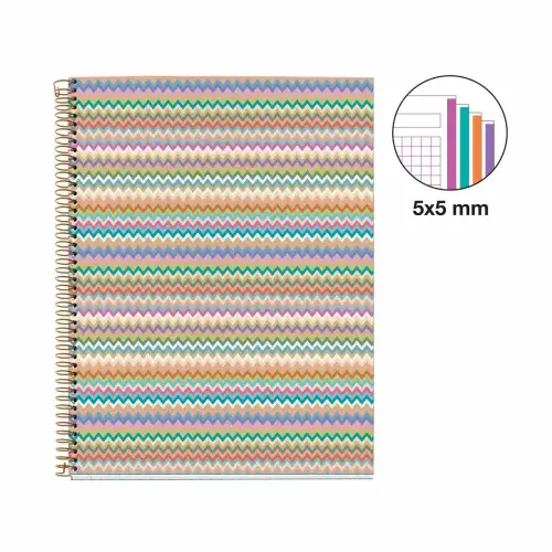 Notebook Lifestyle Rigide A4 Quadri. 5x5mm 120feuil. 4coul. Zigzag photo du produit