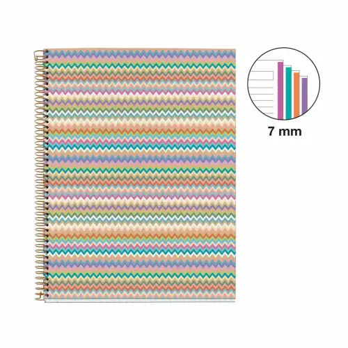 Notebook Lifestyle Rigide A4 Ligné 7mm 120feuil. 4coul. Zigzag photo du produit