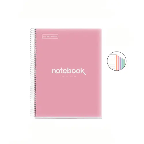 Notebook Emotions Souple A4 Lign&eacute; 7 mm 120 feuilles 5 couleurs Rose - Miquel Rius photo du produit