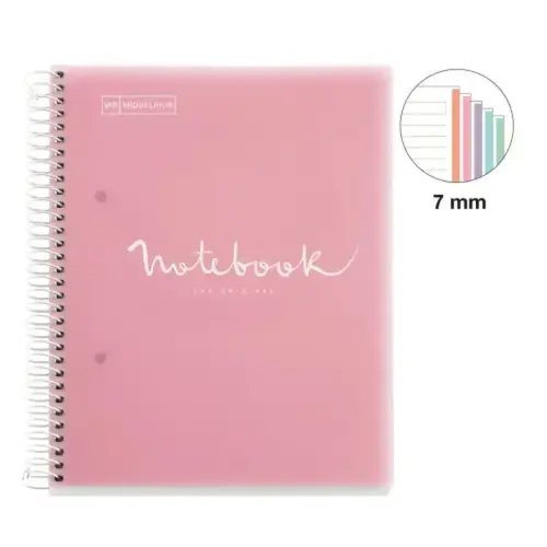 Notebook Emotions Souple A5 Lign&eacute; 7mm 120feuil. 5coul. Rose photo du produit