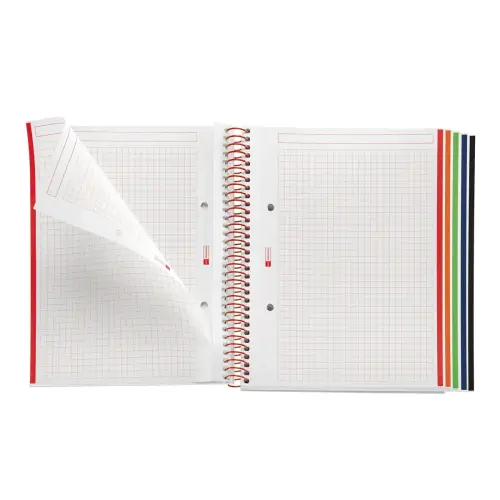 Notebook Emotions Rigide A5 Quadri. 5x5mm 120feuil. 5coul. Rouge photo du produit