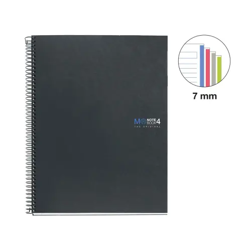 Notebook The Original Carton A4 Lign&eacute; 7mm 160feuil. 4coul. Grafit photo du produit
