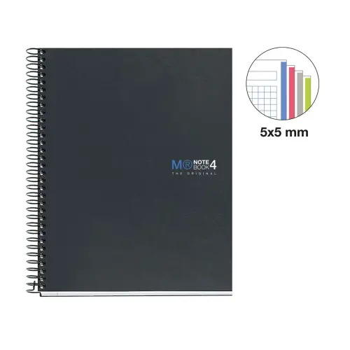 Notebook The Original Carton A5 Quadri. 5x5mm 160feuil. 4coul. Grafit photo du produit