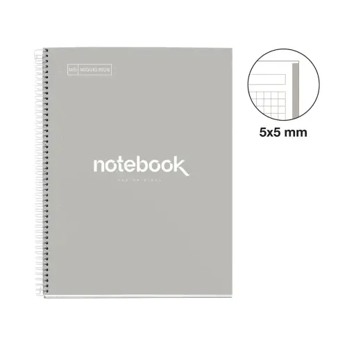 Notebook Emotions Rigide A4 Quadri. 5x5mm 80feuil. Gris photo du produit