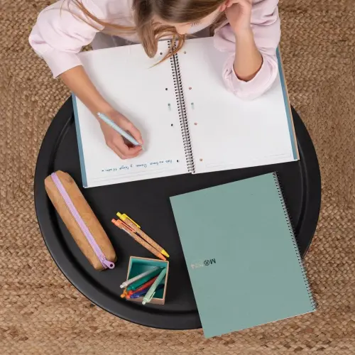 Notebook Eco Emotions Recycl&eacute; A5 Lign&eacute; 7mm 80feuil. Bleu photo du produit