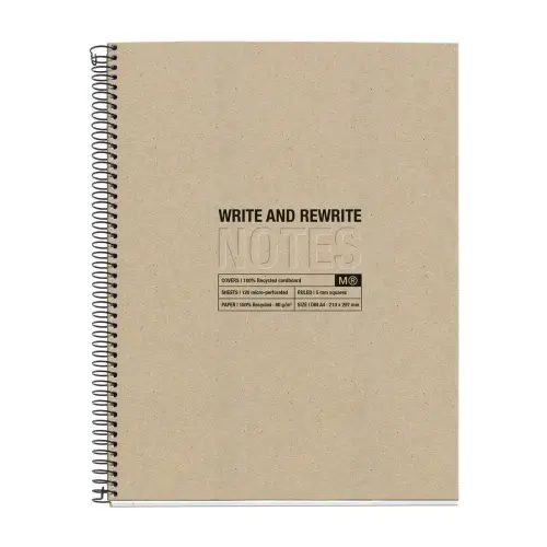 Notebook Eco Design Recyclé A4 Quadri. 5x5mm 120feuil. 4coul. Kraft photo du produit