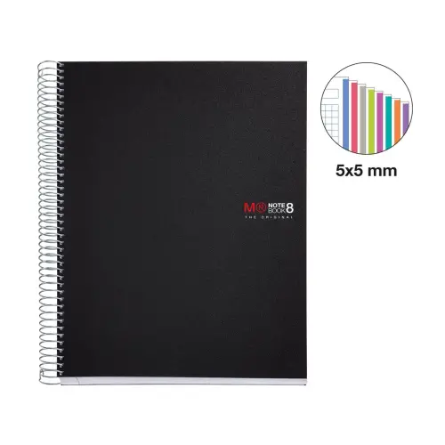 Notebook The Original Souple A4 Quadrillé 5 x 5 mm 200 feuilles 8 couleurs Noir - Miquel Rius photo du produit