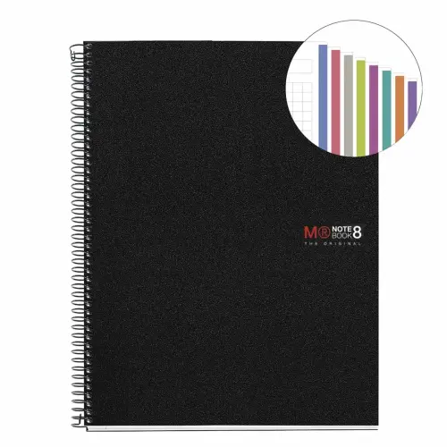 Cahier spirales souple - A5 - 5x5 - 200 pages - Noir photo du produit