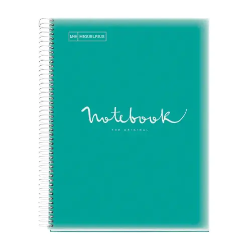 Notebook Emotions Souple A4 Quadri. 5x5mm 120feuil. 5coul. Turquoise photo du produit