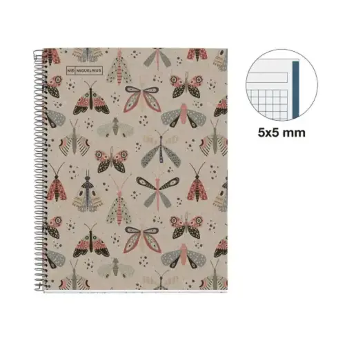 Notebook Eco Design Recyclé A4 Quadri. 5x5mm 80feuil. Butterfly photo du produit