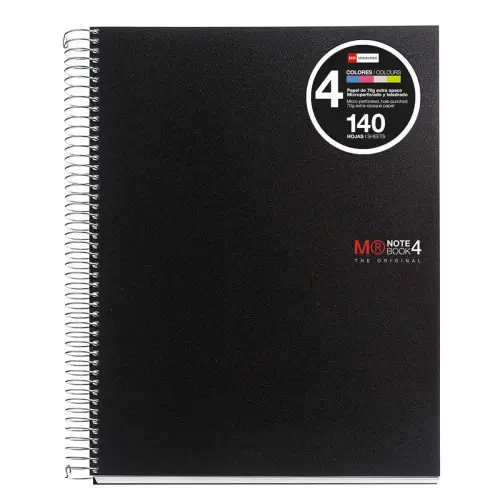 Notebook The Original Souple A6 Quadri. 5x5mm 140feuil. 4coul. Noir photo du produit
