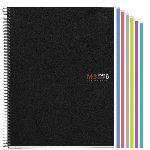 Notebook The Original Souple A4 Quadrillé 5 x 5 mm 150 feuilles 6 couleurs Noir - Miquel Rius photo du produit