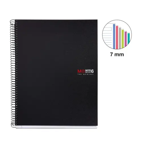 Notebook The Original Souple A5 Ligné 7 mm 150 feuilles 6 couleurs Noir - Miquel Rius photo du produit