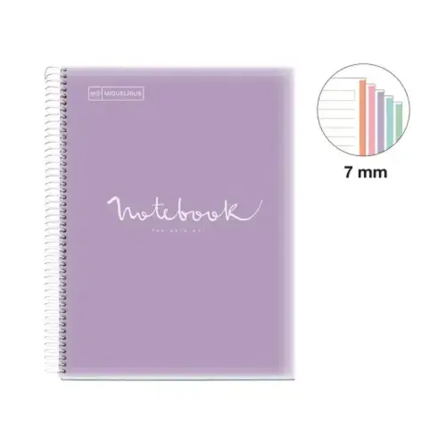 Notebook Emotions Souple A4 Ligné 7mm 120feuil. 5coul. Lavande photo du produit