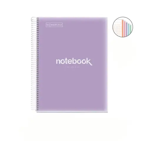 Cahier spirales souple - A5 - 5x5 - 120 pages - Lavande photo du produit