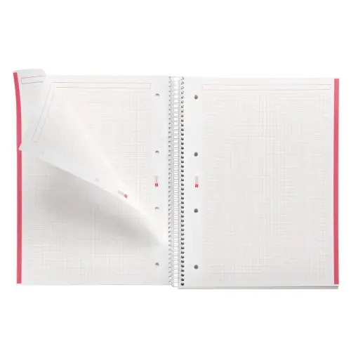 Cahier spirales souple - A4 - 5 x 5 - 80 pages - Rouge photo du produit