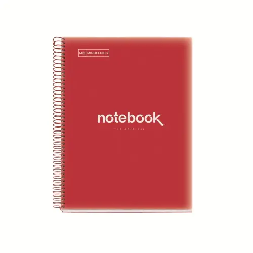 Cahier spirales souple - A4 - 5 x 5 - 80 pages - Rouge photo du produit