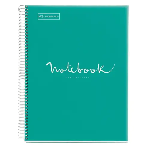 Notebook Emotions Souple A4 Quadrill&eacute; 5 x 5 mm 80 feuilles Turquoise - Miquel Rius photo du produit