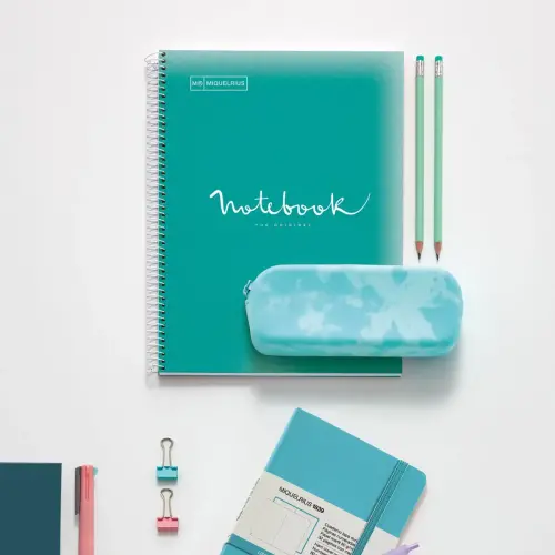 Notebook Emotions Souple A4 Quadrill&eacute; 5 x 5 mm 80 feuilles Turquoise - Miquel Rius photo du produit