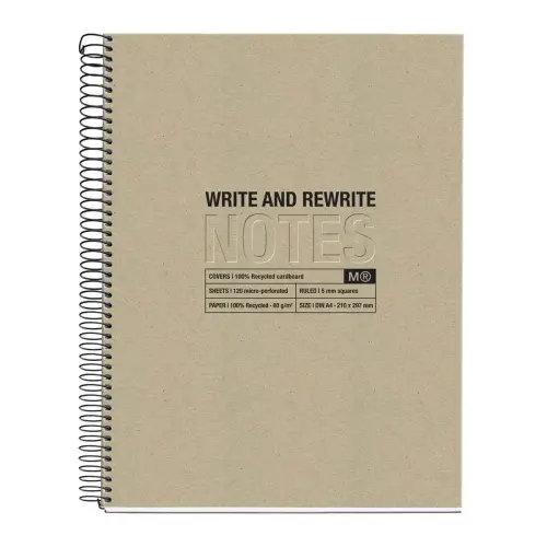 Notebook Eco Design Recyclé A4 Ligné 7 mm 120 feuilles 4 couleurs Kraft - Miquel Rius photo du produit
