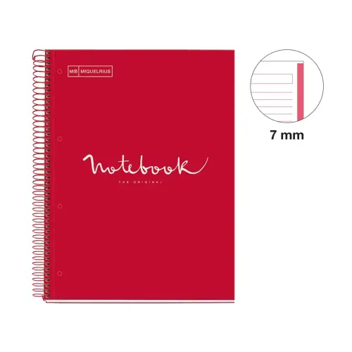 Notebook Emotions Rigide A4 Ligné 7mm 80feuil. Rouge photo du produit