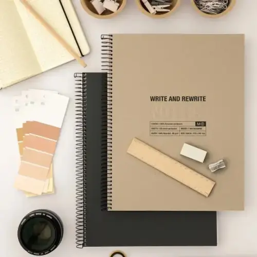 Notebook Eco Design Recyclé A5 Ligné 7mm 120feuil. 4coul. Kraft photo du produit