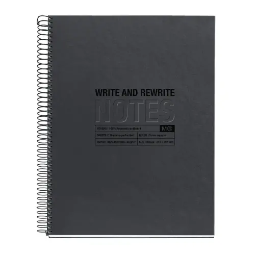 Notebook Eco Design Recyclé A4 Quadri. 5x5mm 120feuil. 4coul. Noir photo du produit