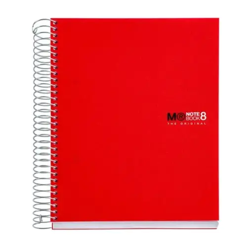 Notebook The Original Souple A5 Lign&eacute; 7mm 200feuil. 8coul. Rouge photo du produit