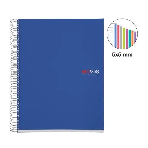 Notebook The Original Souple A4 Quadrillé 5 x 5 mm 200 feuilles 8 couleurs Bleu - Miquel Rius photo du produit