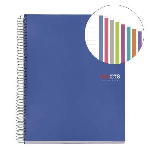 Notebook The Original Souple A4 Quadrillé 5 x 5 mm 200 feuilles 8 couleurs Bleu - Miquel Rius photo du produit
