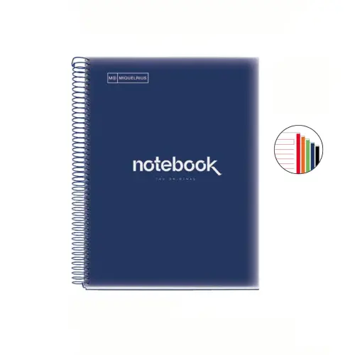 Notebook Emotions Souple A5 Ligné 7mm 120feuil. 5coul. Marine photo du produit