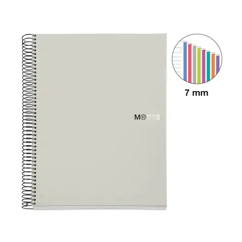 Notebook The Original Souple A4 Lign&eacute; 7mm 200feuil. 8coul. Gris photo du produit
