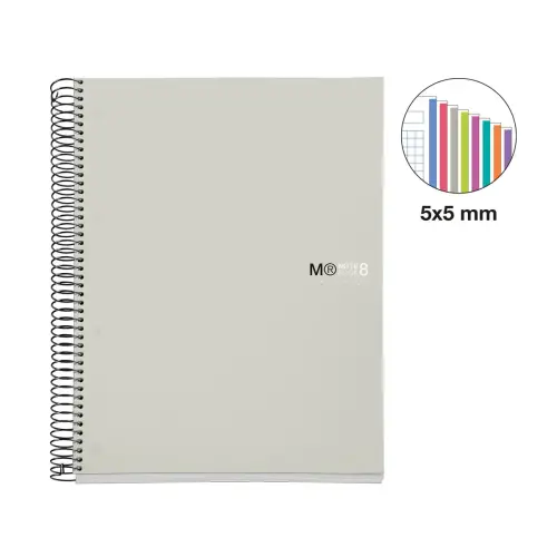Notebook The Original Souple A5 Quadri. 5x5mm 200feuil. 8coul. Gris photo du produit