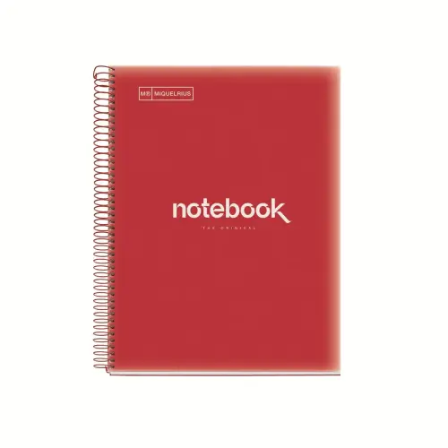 Notebook Emotions Souple A5 Quadrillé 5 x 5 mm 120 feuilles 5 couleurs Rouge - Miquel Rius photo du produit