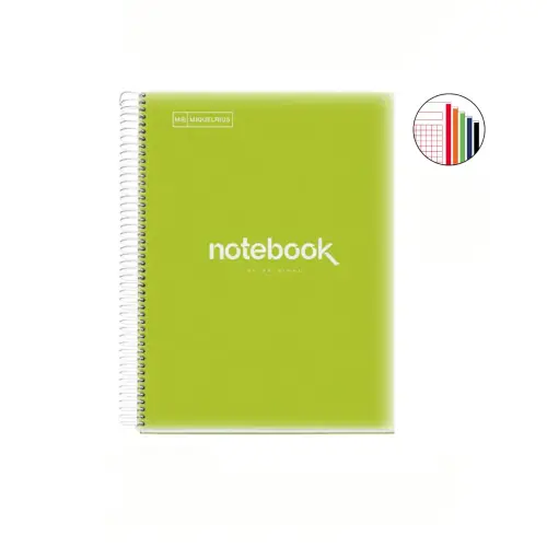 Notebook Emotions Souple A4 Quadrill&eacute; 5 x 5 mm 120 feuilles 5 couleurs Lime - Miquel Rius photo du produit
