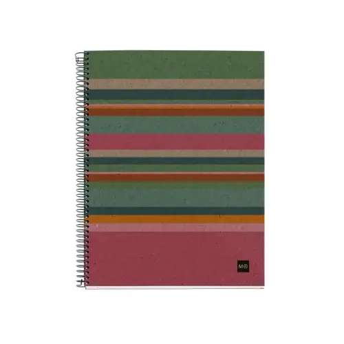 Cahier spirales papier recyclé - A4 - 5x5mm - 120 pages - Motif rayures photo du produit