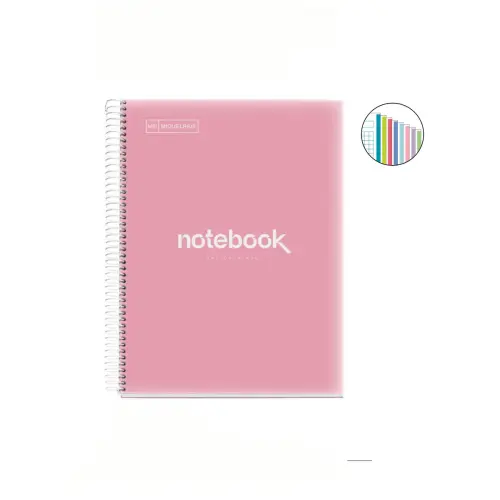 Notebook Emotions Souple A4 Quadri. 5x5mm 160feuil. 8coul. Rose photo du produit