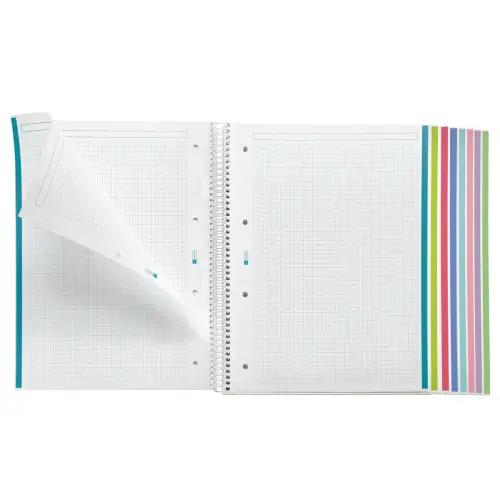 Notebook Emotions Souple A4 Quadri. 5x5mm 160feuil. 8coul. Turquoise photo du produit