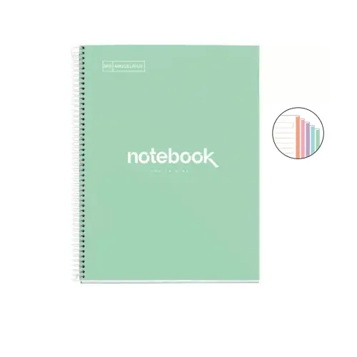 Notebook Emotions Rigide A4 Ligné 7 mm 120 feuilles 5 couleurs Menthe - Miquel Rius photo du produit