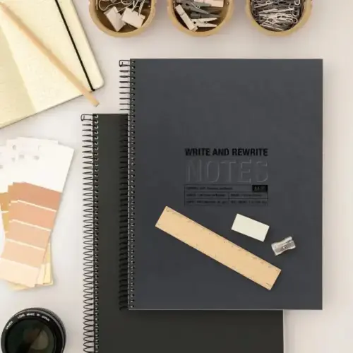Notebook Eco Design Recycl&eacute; A5 Lign&eacute; 7mm 120feuil. 4coul. Noir photo du produit