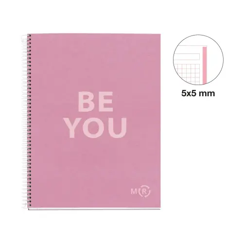 Notebook Be Eco Recyclé A4 Quadri. 5x5mm 80feuil. Rose photo du produit
