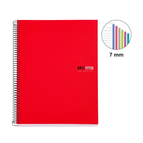 Notebook The Original Souple A4 Ligné 7mm 150feuil. 6coul. Rouge photo du produit
