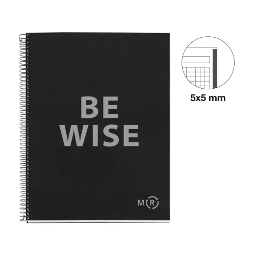 Notebook Be Eco Recycl&eacute; A4 Quadri. 5x5mm 80feuil. Anthracite photo du produit