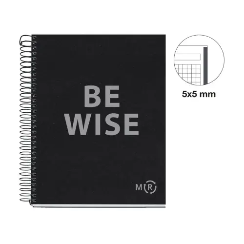 Notebook Be Eco Recyclé A5 Quadrillé 5 x 5 mm 80 feuilles Anthracite - Miquel Rius photo du produit
