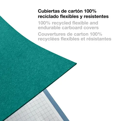 Notebook Be Eco Recyclé A4 Quadri. 5x5mm 80feuil. Émeraude photo du produit